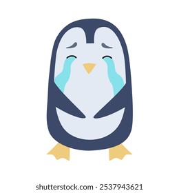 Cute hand drawn crying penguin perfect for showing a child's negative emotions.