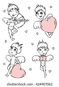 Cute hand drawn cupid set