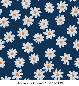 Cute hand drawn daisy flower seamless pattern
