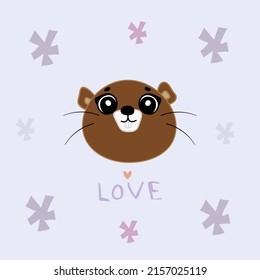 Cute hand drawn decorative color vector illustration. Cute otter character with stars and lettering. T-shirt design idea.