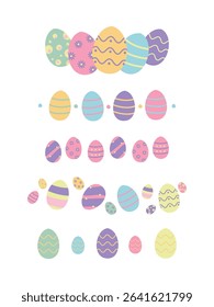 Cute hand drawn decorative egg borders collection