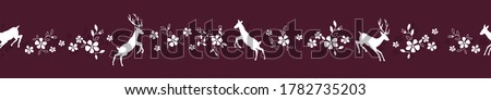 Cute hand drawn deer with flowers seamless pattern, alpine background, great for textiles, banners, Oktoberfest designs, wrapping - vector design
