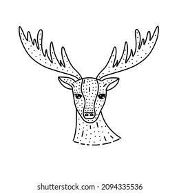 Cute hand drawn deer isolated on white vector illustration. Adorable animal print.