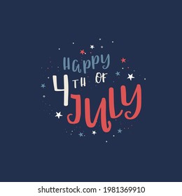 Cute hand drawn design, 4th of July banner with confetti and decoration, doodle elements, great for banners, wallpapers, invitations - vector design