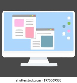 Cute hand drawn desktop computer flat colored