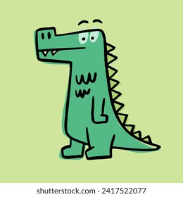 Cute hand drawn dinosaur illustration for kids. Playful and colorful design for nursery decor, t-shirts, prints, and posters.