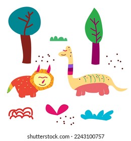 Dinosaurio dibujado a mano, perfecto para camisetas y papel pintado