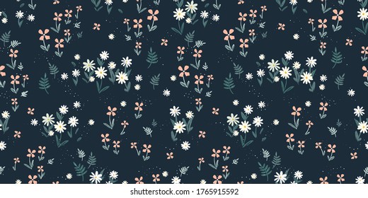 Cute hand drawn ditsy floral seamless pattern, flower background, great for textiles, banners, wallpapers, wrapping - vector design

