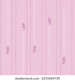 Cute hand drawn ditsy seamless pattern, pin stripes, colorful floral background, great for textiles, fashion, kids, wallpapers, wrapping - vector design