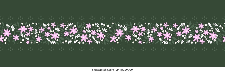 Cute hand drawn ditsy seamless pattern, lovely floral background, great for textiles, banners, wallpapers, wrapping - vector design