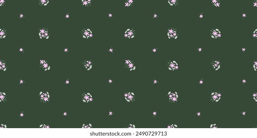 Lindo patrón sin costura dibujado a mano ditsy, precioso fondo floral, ideal para textiles, Anuncios, Fondos de pantalla, envoltura - diseño de Vector