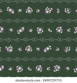 Cute hand drawn ditsy seamless pattern, lovely floral background, great for textiles, banners, wallpapers, wrapping - vector design