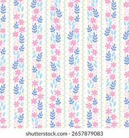 Cute hand drawn ditsy seamless pattern, lovely floral background, great for textiles, banners, wallpapers, wrapping - vector design