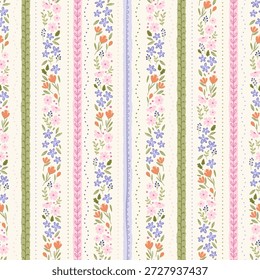 Cute hand drawn ditsy seamless pattern, lovely floral background, great for textiles, banners, wallpapers, wrapping - vector design
