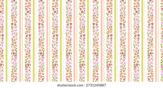 Niedliches handgezeichnetes, nahtloses Muster, schöner floraler Hintergrund, ideal für Textilien, Banner, Tapeten, Verpackung - Vektordesign