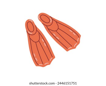 Cute hand drawn diving fins. Flat vector illustration isolated on white background. Doodle drawing.	