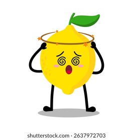 Cute Hand Drawn Dizzy Lemon Spinning Head