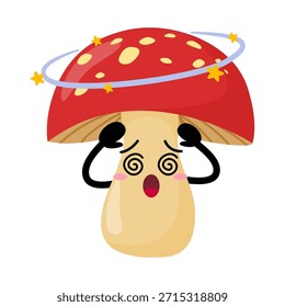 Cogumelo Dizzy Desenhado À Mão Bonito Com Cabeça Giratória