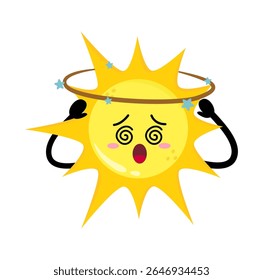 Mão Bonita Desenhado Sol Tonto Com Cabeça Girando