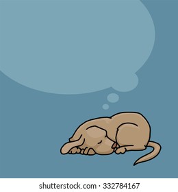 Cute hand drawn dog character with speech bubble, vector illustration