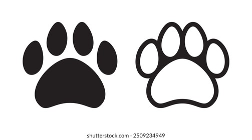 Cute Hand Drawn Dog Paw Flat Outline Style Icons Illustration