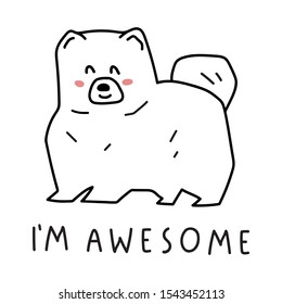 Cute hand drawn dog. Vector illustration for greeting card, t shirt, sticker, poster design on white background.