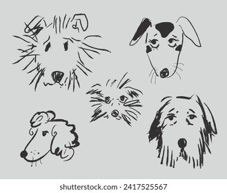 Cute hand drawn dogs. Vector