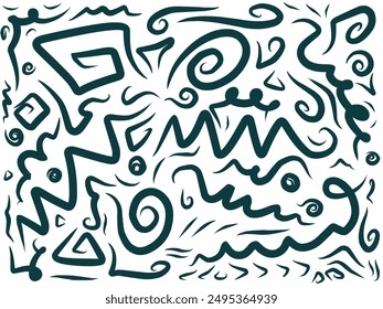 Cute hand drawn doodle art with dark lines filling the paper. Creative abstract vector illustration suitable for wallpaper, drawing books, covers. Isolated on white background