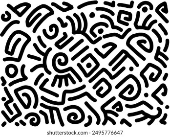 Cute hand drawn doodle art with black lines filling the paper. Creative abstract vector illustration suitable for wallpaper, drawing books, covers. Isolated on white background