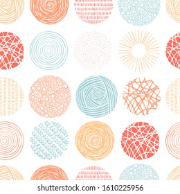 Cute hand drawn doodle circles seamless pattern, abstract and modern background, great for textiles, banners, wallpapers, wrapping - vector design