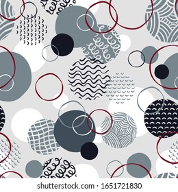 Círculos de doodle dibujados a mano sin fisuras, fondo abstracto, excelente para textiles, banners, papel pintado, envoltura - diseño vectorial