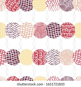 Círculos de doodle dibujados a mano sin fisuras, fondo abstracto, excelente para textiles, banners, papel pintado, envoltura - diseño vectorial