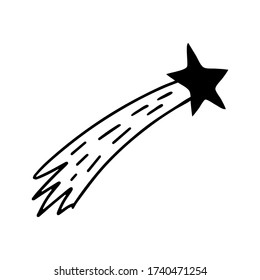 Cute hand drawn doodle comet icon. Isolated on white background. Vector stock illustration.