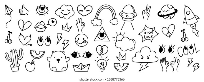 Cute Hand drawn doodle design vector, Kids and baby design element for prints, fabric , birth day cards, cover and web design.