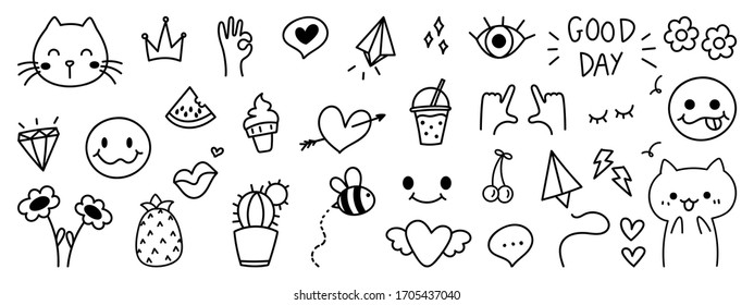 Cute Hand drawn doodle design vector, Kids and baby design element for prints, fabric , birth day cards, cover and web design