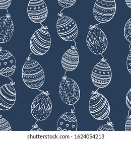 Cute hand drawn doodle easter eggs seamless pattern, colorful background, great for textiles, banners, wallpapers, easter cards and wrapping - vector design