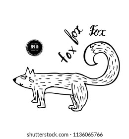 cute hand drawn doodle fox