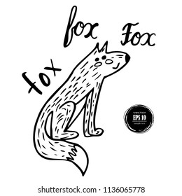 cute hand drawn doodle fox