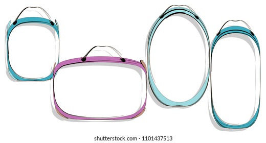 Cute Hand drawn doodle frame template.cartoon style.for photos,picture.isolated background