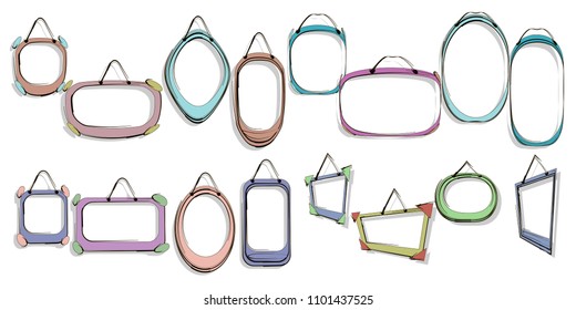 Cute Hand drawn doodle frame template.cartoon style.for photos,picture.isolated background