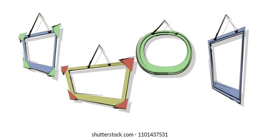 Cute Hand drawn doodle frame template.cartoon style.for photos,picture.isolated background