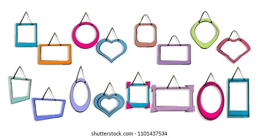 Cute Hand drawn doodle frame template.cartoon style.for photos,picture.isolated background