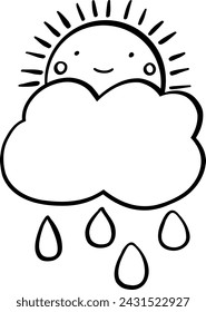cute hand drawn doodle icons and design elements, sun, Cloud, rain..Perfect for the nursery, baby shower, textiles