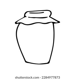 Cute hand drawn doodle jar of honey. Vector illustration.