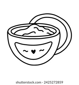 Nettes handgezeichnetes Doodle mit Glas Gesichtscreme mit Etikett. Haut-, Körper-, Augenpflege-Kosmetikprodukt. Flasche mit natürlicher Feuchtigkeitscreme, Lotion. Einfaches lustiges Clipart mit handgezeichnetem Umriss isoliert auf weiß.