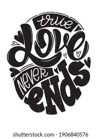 Cute hand drawn doodle letteling about love. Love you. Happy Valentine's Day - lettering label.