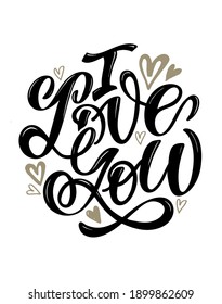 Cute hand drawn doodle lettering about love. Happy Valentines day. Love you, heart, pattern and background.