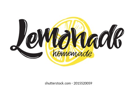 Cute hand drawn doodle lettering label - citrus homemade lemonade. Lemobade label for poster, banner, t-shirt design.
