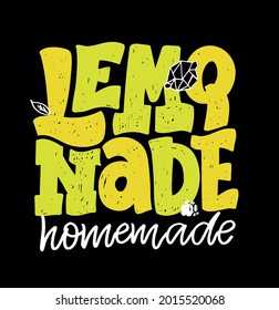 Cute hand drawn doodle lettering label - citrus homemade lemonade. Lemobade label for poster, banner, t-shirt design.