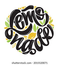 Cute hand drawn doodle lettering label - citrus homemade lemonade. Lemobade label for poster, banner, t-shirt design.